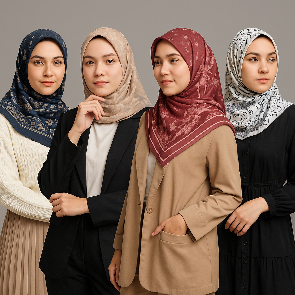 Hijab bermotif sering kali dianggap pilihan berani. Desainnya yang penuh