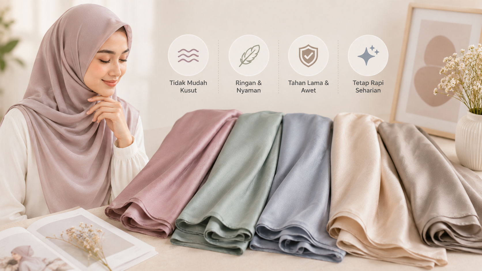 bahan hijab yang tidak mudah kusut