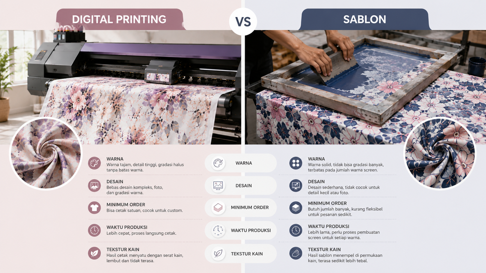 Digital Printing Kain vs Sablon Kain, Mana yang Lebih Baik?