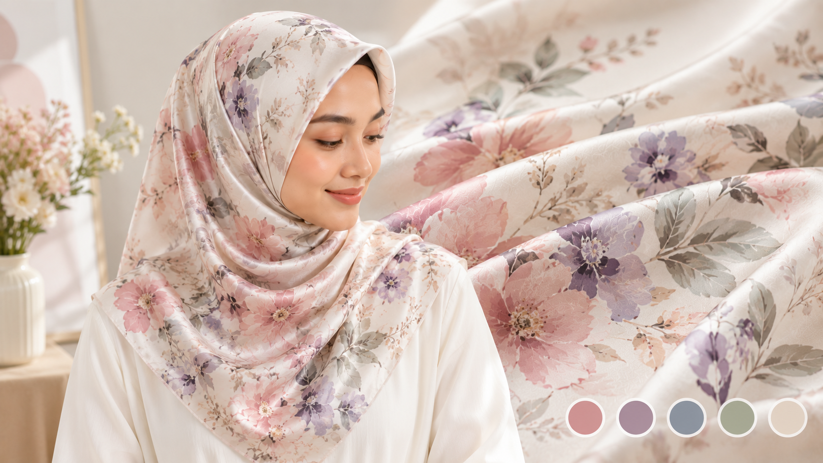 Inspirasi Motif Floral untuk Hijab Printing yang Elegan